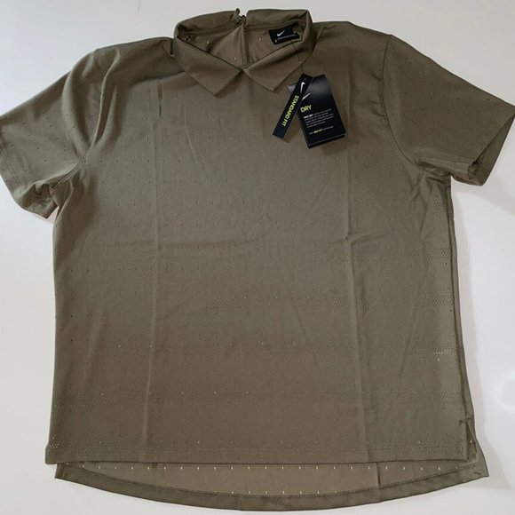 L Nike Dri-Fit Ace Golf Polo Shirt Olive Green CK5846-222 Women’s vent NWT $75 - Picture 2 of 9